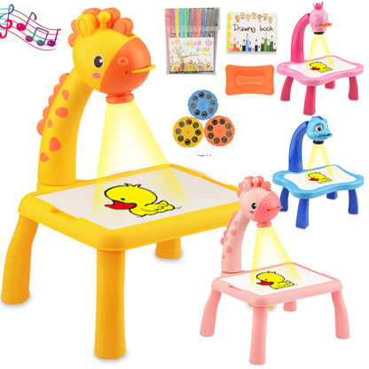 Children's projection drawing board can be wiped painting table writing board early childhood education graffiti board baby learning table factory spot