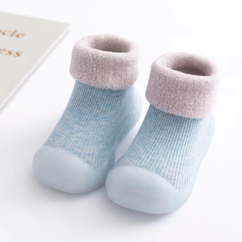 Floor socks children's autumn and winter plus velvet baby toddler shoes soft bottom indoor baby socks shoes non-slip boys and girls shoes and socks