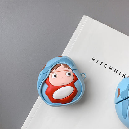 Cute Ponyo Goldfish AirPods Pro Earphone Case Female Cartoon Apple 2nd Generation Wireless Bluetooth Earphone Shell Applicable