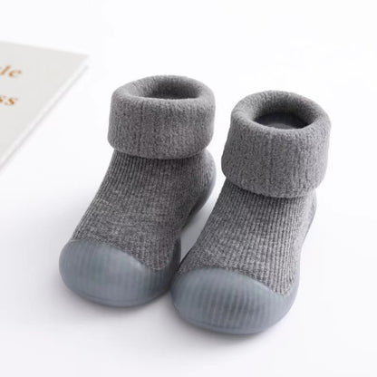 Floor socks children's autumn and winter plus velvet baby toddler shoes soft bottom indoor baby socks shoes non-slip boys and girls shoes and socks