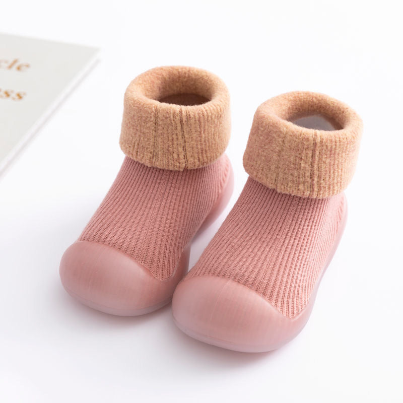 Floor socks children's autumn and winter plus velvet baby toddler shoes soft bottom indoor baby socks shoes non-slip boys and girls shoes and socks