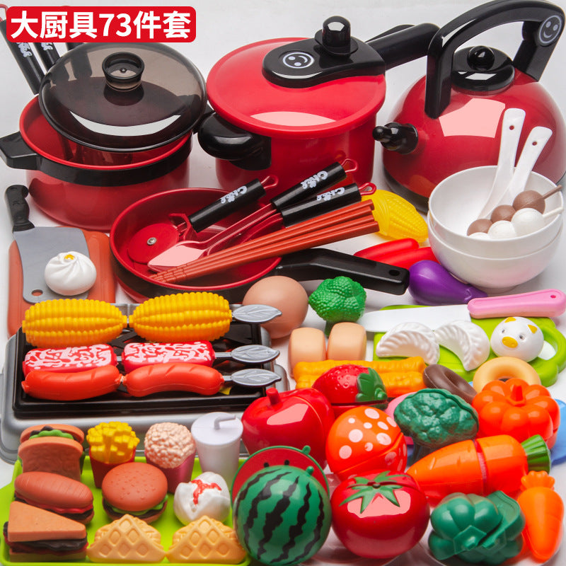 Children's Play House Toys Kitchen Girls Shopping Cart Vegetables Cut and Watch Baby Cut Fruits Boy Combination Fun