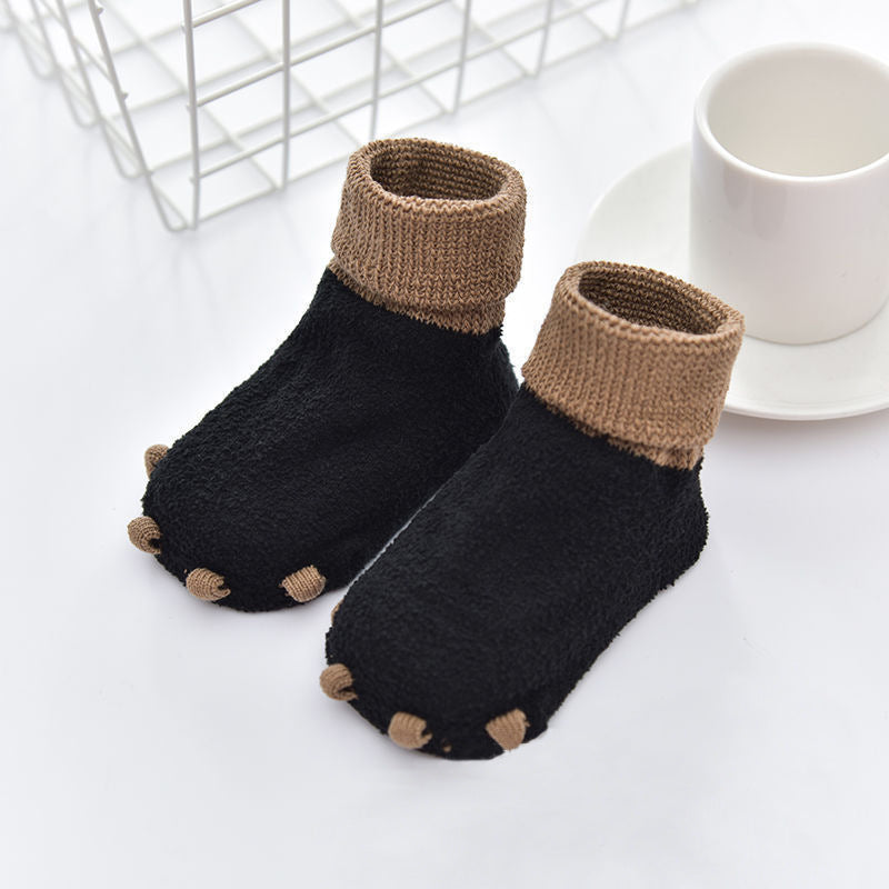 Autumn and winter baby socks terry socks paw socks non-slip dot glue floor socks baby socks spot wholesale