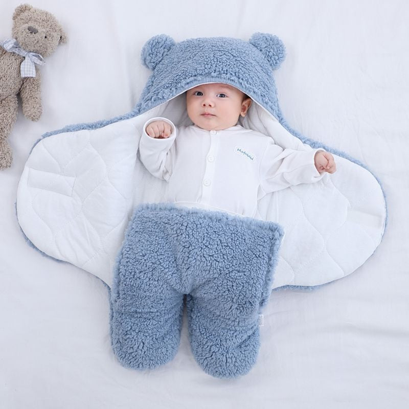 Infant Super Soft Autumn and Winter Plush Swaddling Blanket Creative Baby Anti-kick Quilt Blanket