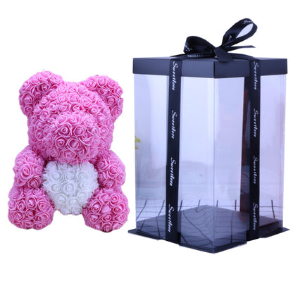 Valentine's Day Gift 40cm Rose Bear Wedding Dress Model Immortal Flower Bear Heart 25cm Flower Bear Wholesale