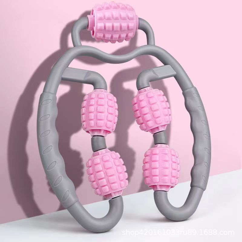 Roller massager waist muscle relaxation artifact leg five-wheel ring leg clamp yoga fitness wheel size leg