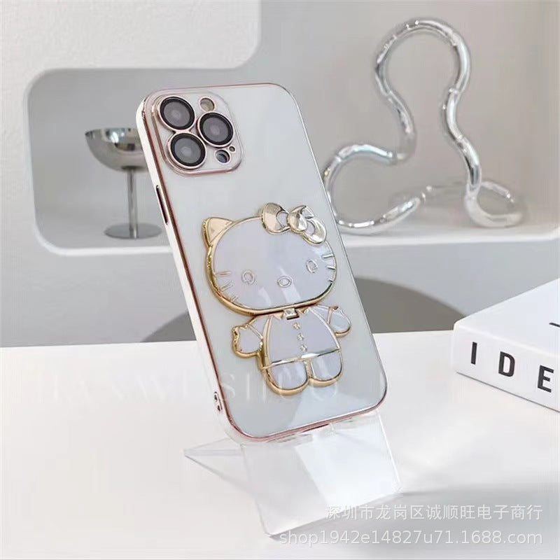 Suitable for iphone14 cat makeup mirror mobile phone case apple 13promax comes with lens film simple protective cover