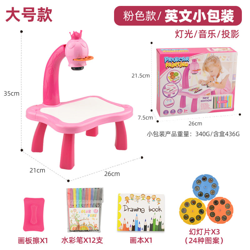 Children's projection drawing board can be wiped painting table writing board early childhood education graffiti board baby learning table factory spot