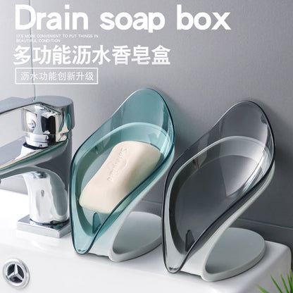 Bathroom Soap Holder Leaf Shape Soap Box Bathroom Kitchen Dish Storage Box Non-slip Drain Soap Storage CaseContainer accessories