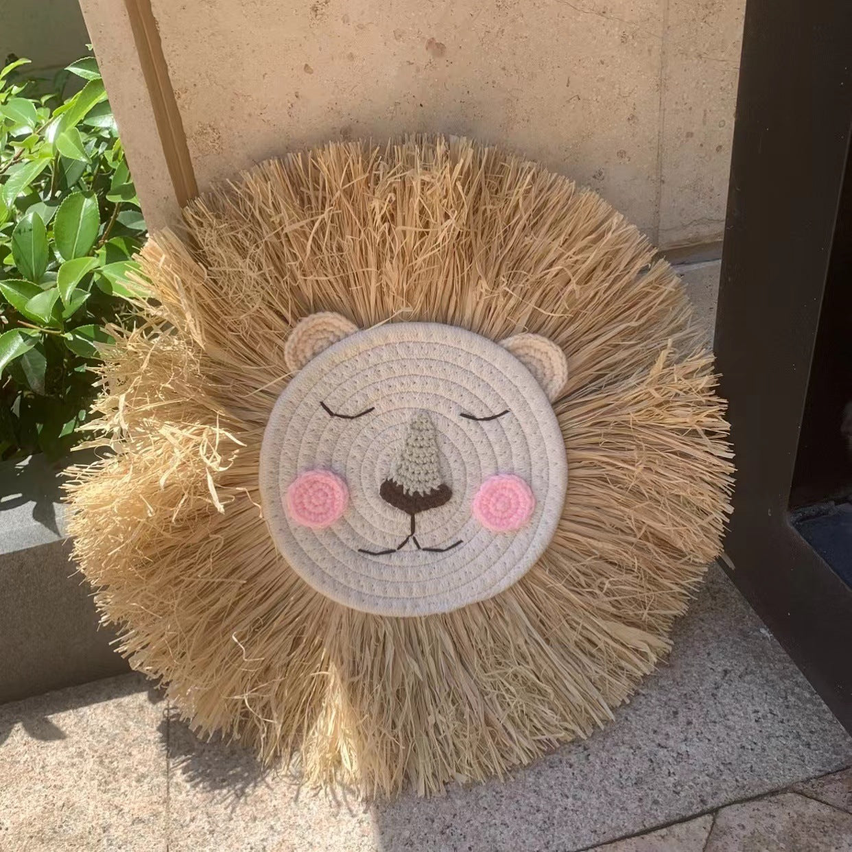 ins Nordic hand-woven cartoon lion shape home wall hangings children's outdoor birthday party decorations