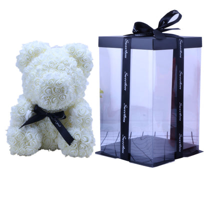 Valentine's Day Gift 40cm Rose Bear Wedding Dress Model Immortal Flower Bear Heart 25cm Flower Bear Wholesale