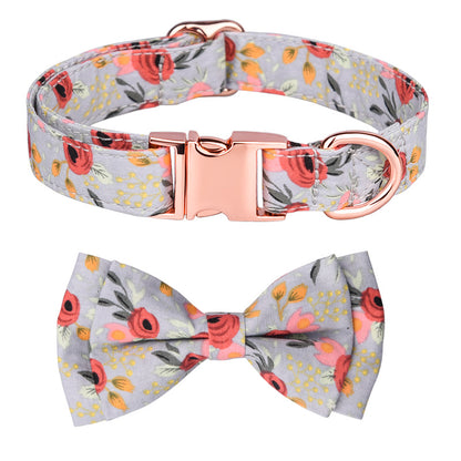 Popular flower-decorated pet collar printed dog collar rose gold buckle engraved cat collar