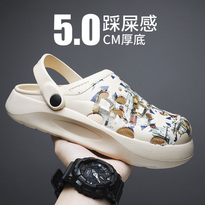 Men's hole shoes non-slip thick-soled casual outerwear Korean version of the beach soft-soled nurse Baotou slippers men