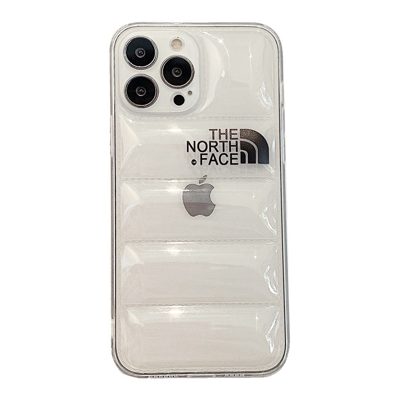 North face transparent down jacket mobile phone case Apple 13 airbag 11 protective cover iphone12ProMax suitable for 14 soft