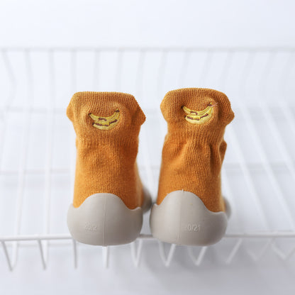 2023 Autumn New Soft Sole Baby Toddler Shoes Knitted Embroidered Baby Floor Socks Shoes Avocado Children's Socks