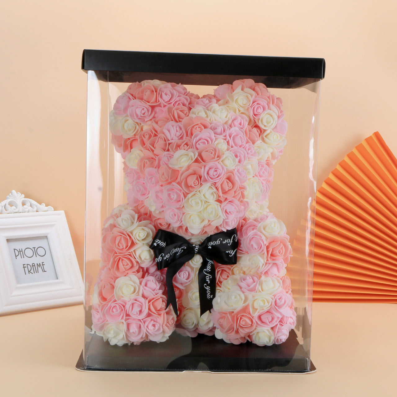 Valentine's Day Gift 40cm Rose Bear Wedding Dress Model Immortal Flower Bear Heart 25cm Flower Bear Wholesale