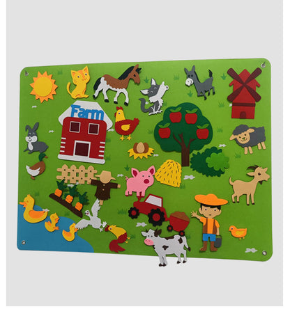 Supply felt learning board infants and young children practice early education wall stickers hanging educational toys farm story diy set