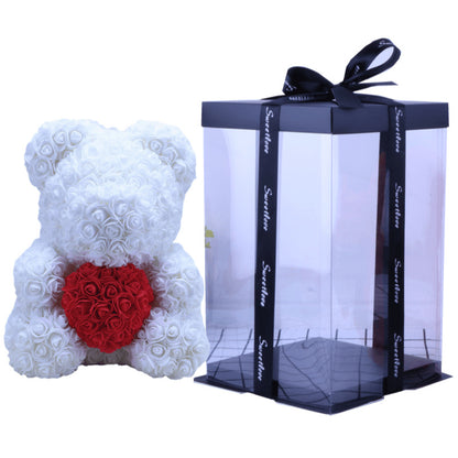 Valentine's Day Gift 40cm Rose Bear Wedding Dress Model Immortal Flower Bear Heart 25cm Flower Bear Wholesale