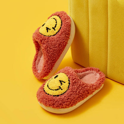 2021 autumn and winter children's cotton slippers for men and women baby cotton slippers cartoon cute wink smiley children's slippers cotton shoes