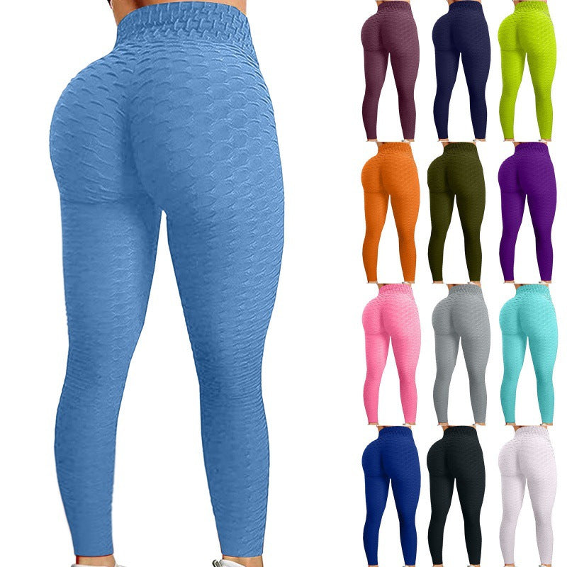 Sports quick-drying fitness casual pineapple lattice yoga pants hip-lifting bubble pants ladies jacquard multi-color trousers