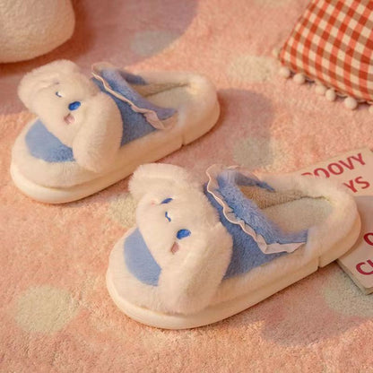 Kuromi Sanrio cotton slippers for girls in winter cute Baotou indoor home non-slip lightweight warm furry shoes