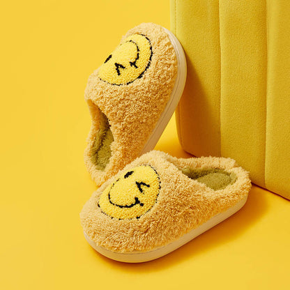 2021 autumn and winter children's cotton slippers for men and women baby cotton slippers cartoon cute wink smiley children's slippers cotton shoes