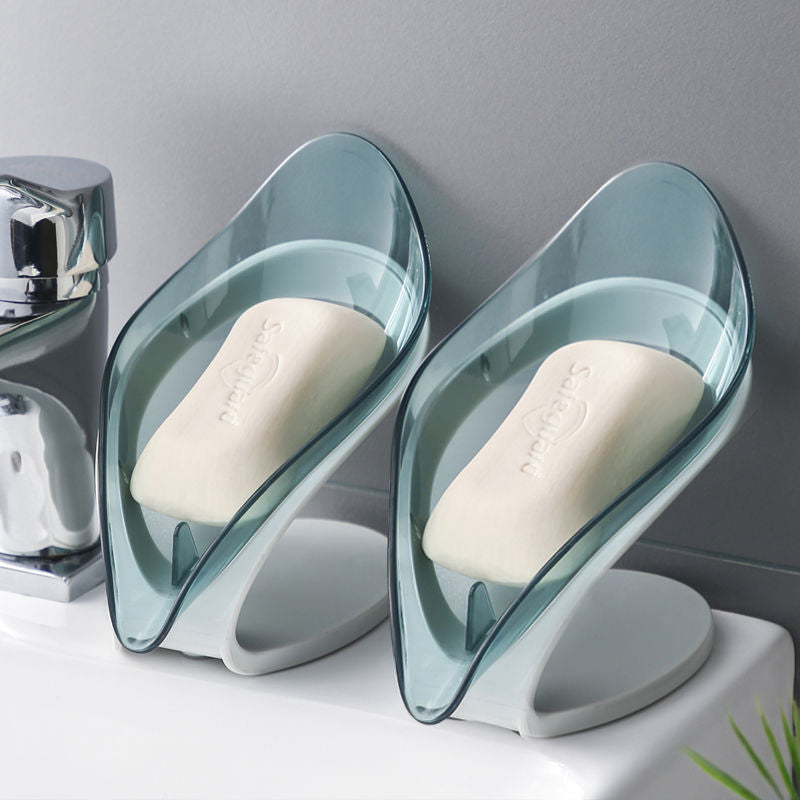 Bathroom Soap Holder Leaf Shape Soap Box Bathroom Kitchen Dish Storage Box Non-slip Drain Soap Storage CaseContainer accessories