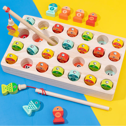 Factory direct selling wooden magnetic fishing toys young children baby hands-on parent-child games kindergarten materials wholesale