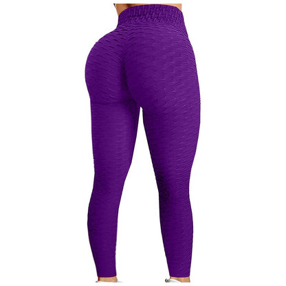 Sports quick-drying fitness casual pineapple lattice yoga pants hip-lifting bubble pants ladies jacquard multi-color trousers