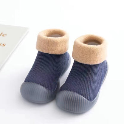 Floor socks children's autumn and winter plus velvet baby toddler shoes soft bottom indoor baby socks shoes non-slip boys and girls shoes and socks