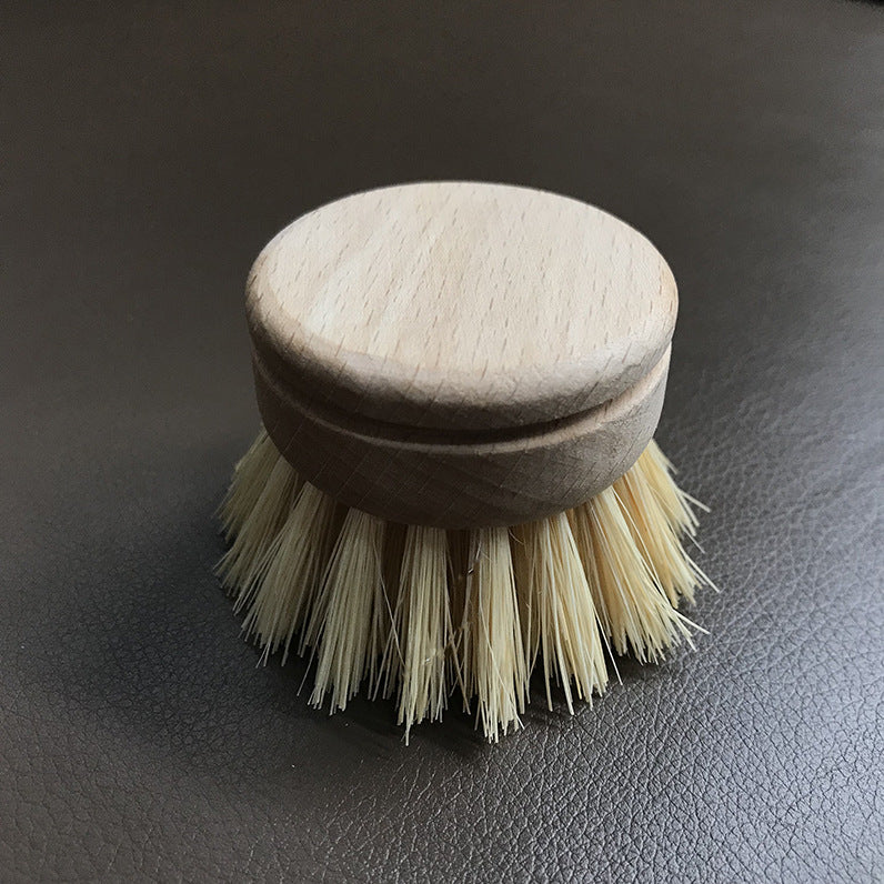 wooden kitchen cleaning brush non-stick oil sisal palm short handle round dish brush wash bowl brush seal pot brush