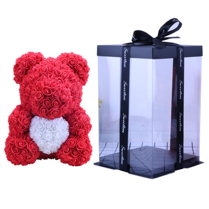 Valentine's Day Gift 40cm Rose Bear Wedding Dress Model Immortal Flower Bear Heart 25cm Flower Bear Wholesale