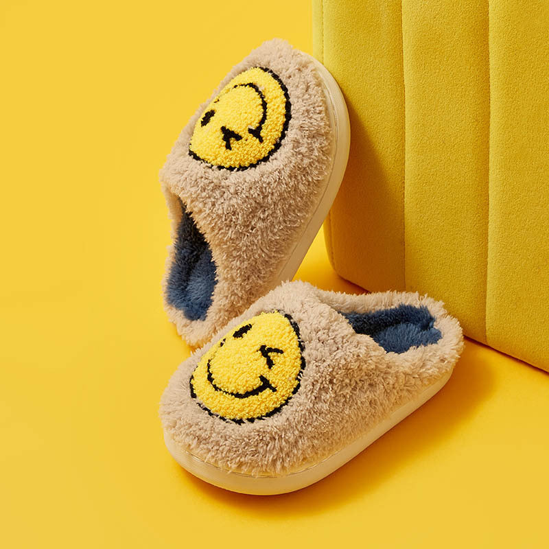 2021 autumn and winter children's cotton slippers for men and women baby cotton slippers cartoon cute wink smiley children's slippers cotton shoes