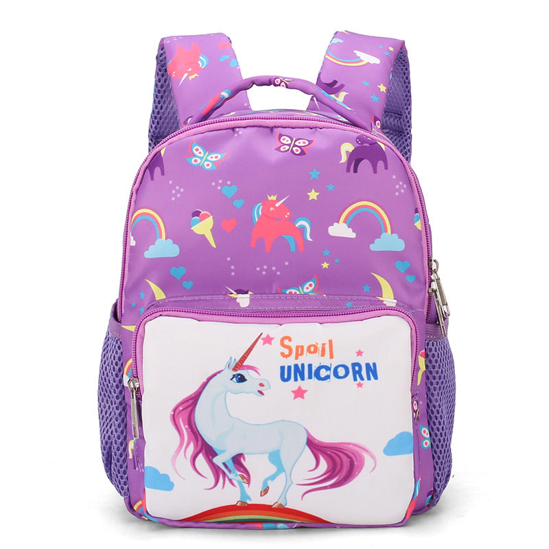 2021 new children's cartoon backpack cute unicorn baby backpack kindergarten primary school students load-reducing school bag