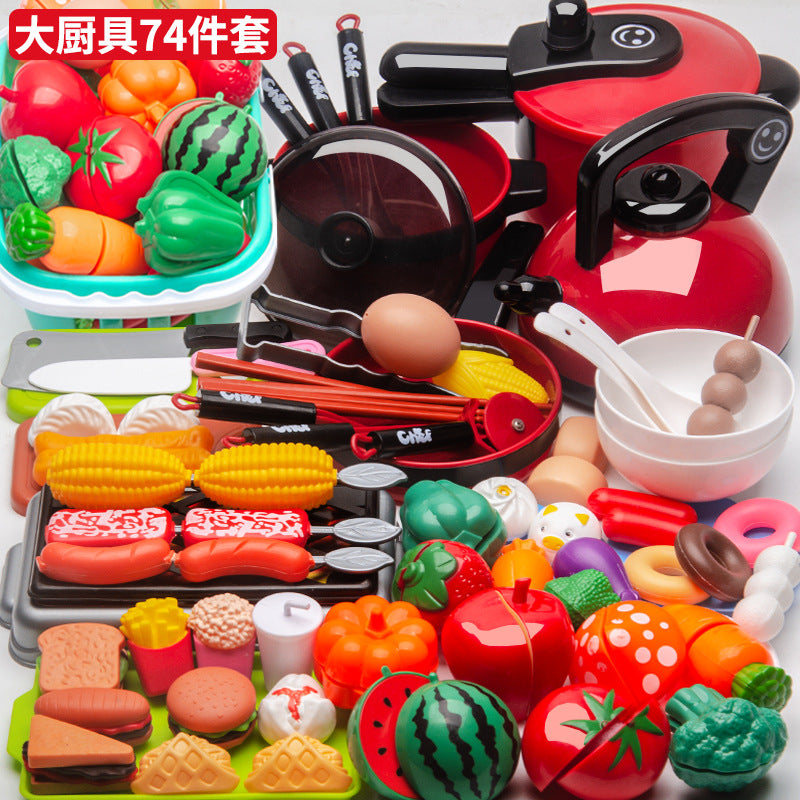 Children's Play House Toys Kitchen Girls Shopping Cart Vegetables Cut and Watch Baby Cut Fruits Boy Combination Fun