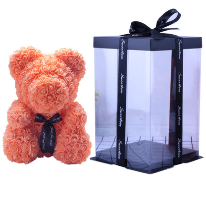 Valentine's Day Gift 40cm Rose Bear Wedding Dress Model Immortal Flower Bear Heart 25cm Flower Bear Wholesale