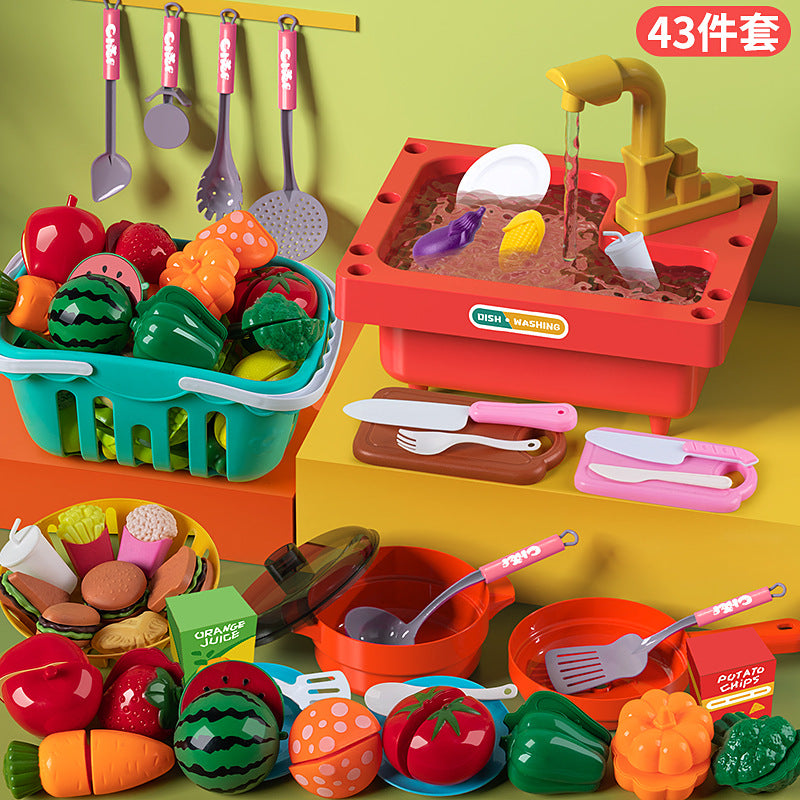 Children's Play House Toys Kitchen Girls Shopping Cart Vegetables Cut and Watch Baby Cut Fruits Boy Combination Fun