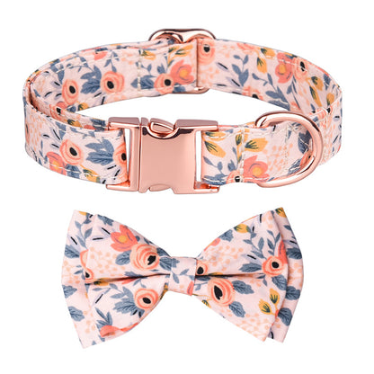 Popular flower-decorated pet collar printed dog collar rose gold buckle engraved cat collar