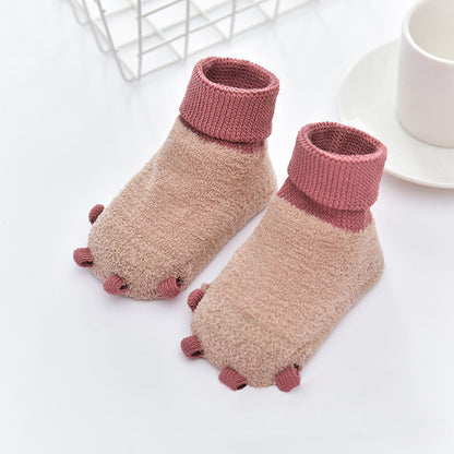 Autumn and winter baby socks terry socks paw socks non-slip dot glue floor socks baby socks spot wholesale