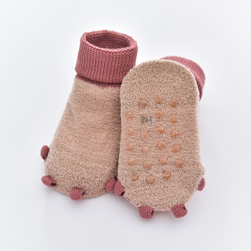 Autumn and winter baby socks terry socks paw socks non-slip dot glue floor socks baby socks spot wholesale