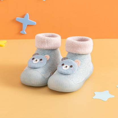 Floor socks children's autumn and winter plus velvet baby toddler shoes soft bottom indoor baby socks shoes non-slip boys and girls shoes and socks